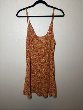Vintage Y2K Victoria's Secret Orange Red Ditsy Floral Slip Dress large 90s fairy